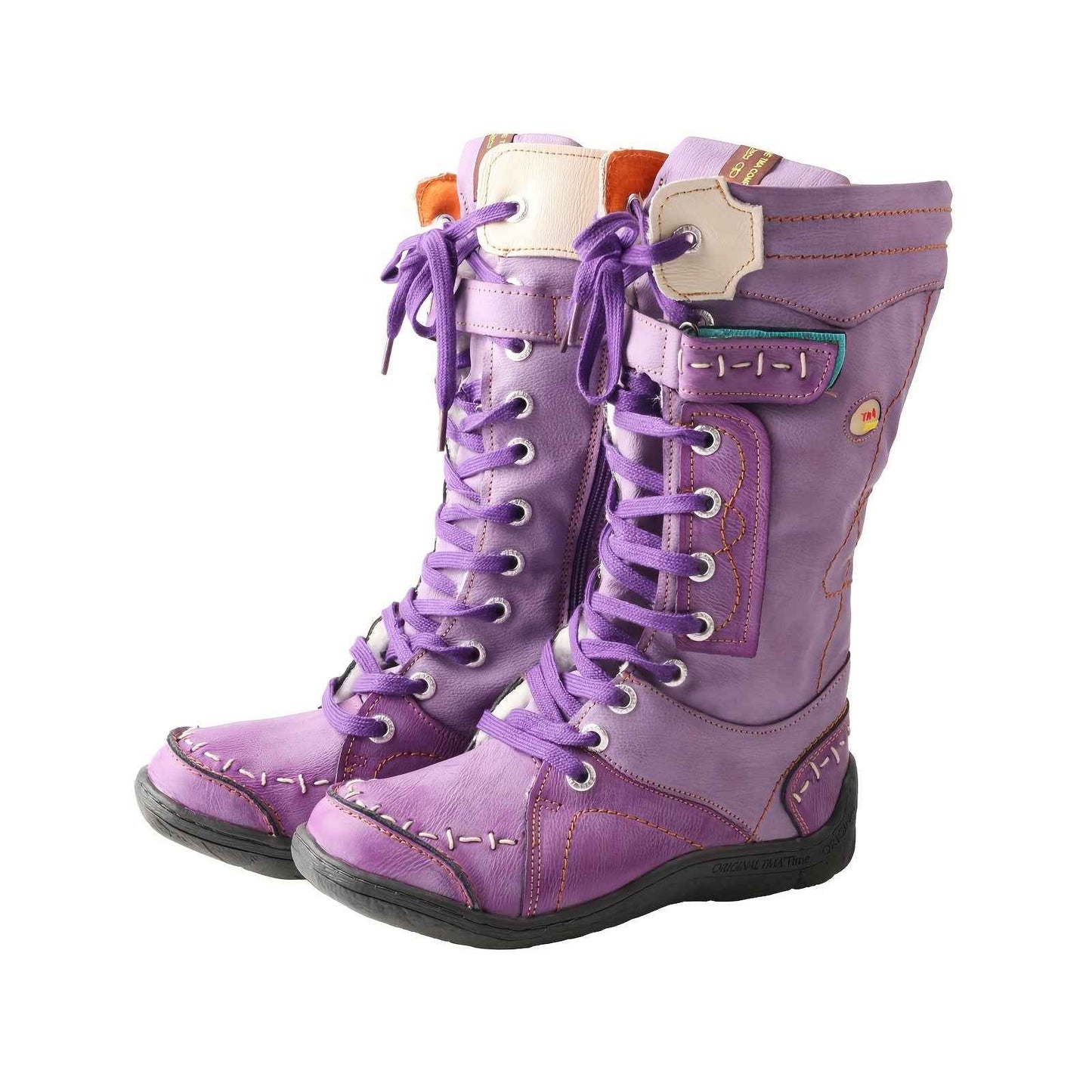 TMA EYES Women'S Winter Snow Boots, Vintage Casual Fashion with Hand-Stitched Detail, Lace-Up & Side Zipper, Warm Fleece-Lined, Thickened Outdoor Boots, Plain Toe, Split Cow Leather & Microfiber Upper, Pig Split Leather Inner