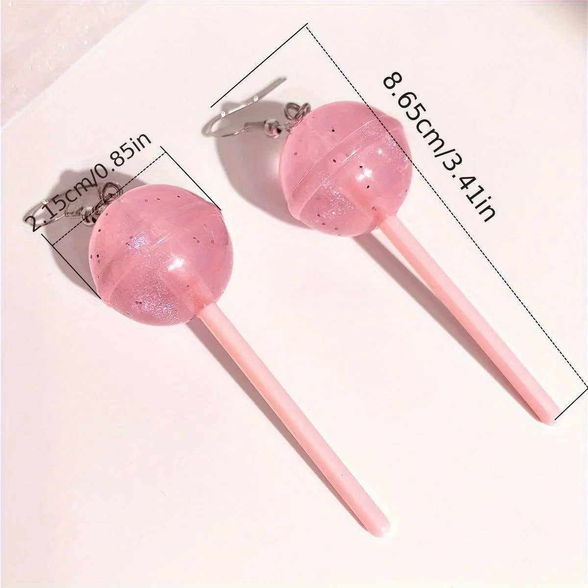 1 Pair Of Y2k Style Drop Earrings Pink Lollipop - SS69