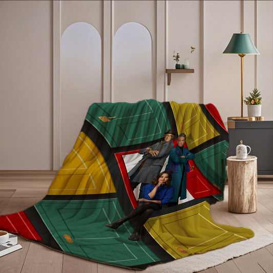 Only Murders in the Building" Cozy Flannel Throw Blanket - Soft, All-Season Polyester Blend with Unique Character Design, Perfect for Bed, Car, or Camping, Contemporary Style, Mixed Colors SS69