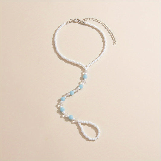 Boho Chic Adjustable Beaded Anklet with Glow-in-the-Dark Features - Summer Beach Vacation Foot Jewelry for Women, Resin Material, Perfect for Parties and Getaways, Vacation Accessory|Glowing Beads|Resin Construction, Beach Ac SS69