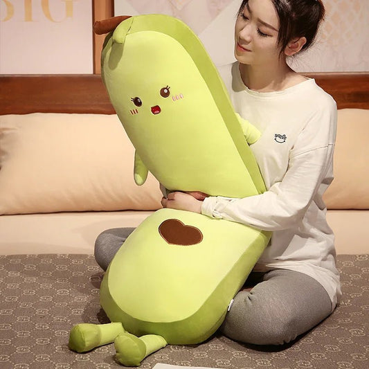 150cm Green Avocado Long Pillow Stuffed Fruit Plushie Heart Pattern Home Decor Kawaii Kids Sleeping Companion Christmas Gifts - SS69