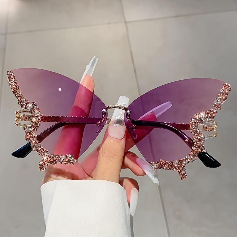 Trendy Summer Glasses - Rhinestone Butterfly Design, Tinted Lenses | Fashion Accessories for Outdoor Activities SS69