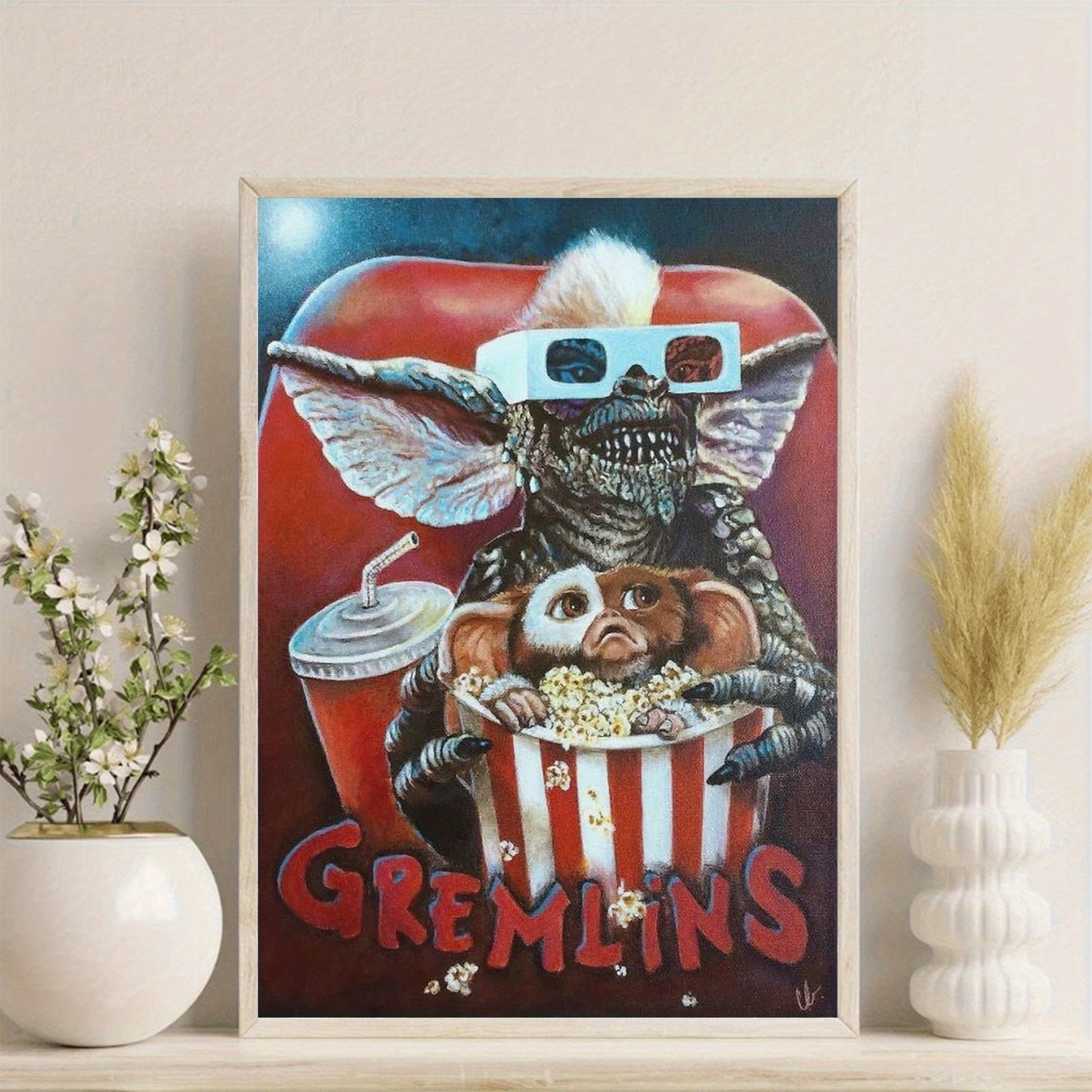 1pc Gremlins Canvas Poster - Frameless Retro Movie Art Wall Decor, Nostalgic Pop Culture Canvas Print for Living Room, Home Theater, 80s Movie Memorabilia, Geek Gift, Collector's Item, 30.48x45.72cm SS69