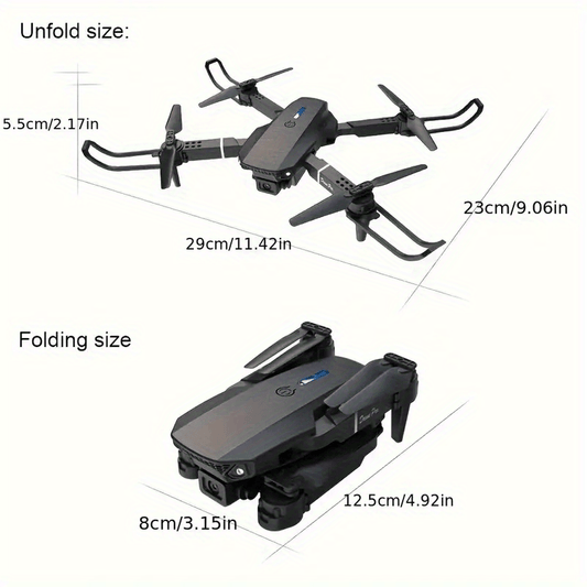 E88 Pro Version 2025 HD Dual Camera Drone with Screen Control - No Cellphone Required, One-Key Takeoff, Wi-Fi App Control, USB Charging, Durable & Reliable, Ideal for Beginners, Perfect Gift for Outdoor Camping and Vloggin SS69