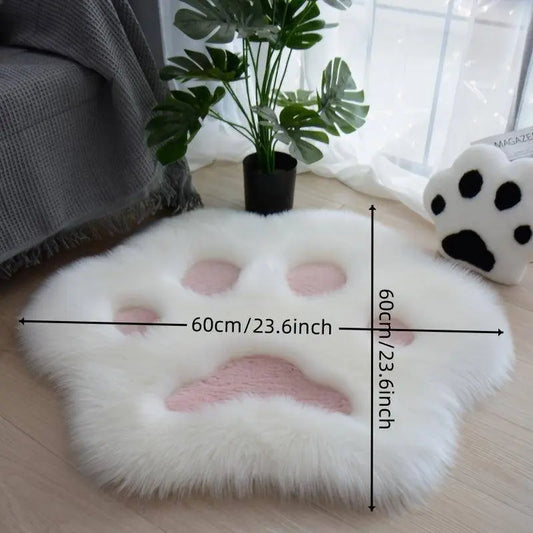 1pc Cute Cat Paw Design Carpet, Soft Long Plush Decorative Floor Mat For Living Room Bedroom Home Decor, Valentine's Day For Home Ornament, Aesthetic Room Décor, Home Décor SS69