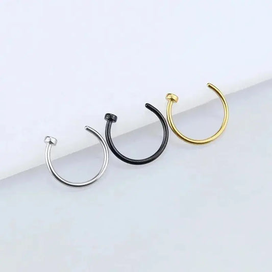 2/6Pcs Fake Nose Rings for Women, 316L Stainless Steel Lip Rings Labret Ring Nostril Hoop Piercing Studs Nose Piercing Jewelry - SS69