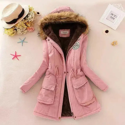 2023 New Autumn Winter Women Cotton Jacket Padded Casual Slim Coat Emboridery Hooded Parkas Wadded Warm Overcoat Fashion Parkas - SS69