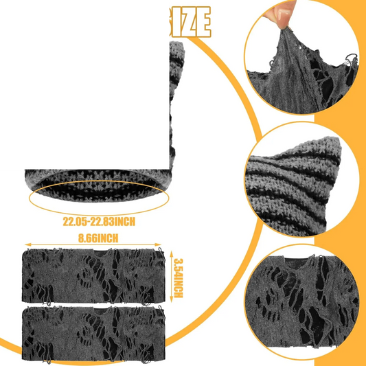 22 Pcs Y2K Grunge Knitted Cat Beanie Fairy Grunge - SS69