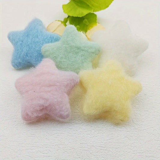 15pcs Soft Pastel Felt Star Appliques, Double-Sided, Fluffy Texture - Ideal for DIY Hat, Hair Clip & Clothing Patches, Assorted Colors SS69