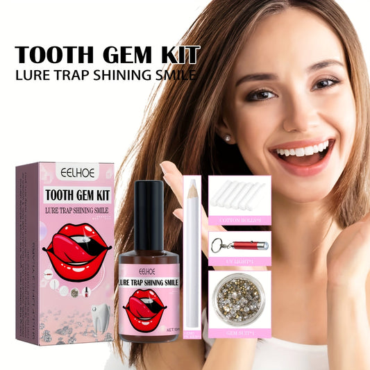 Crystal Tooth Diamond Kit with Glue And Curing Light - Easy to Install And Remove, Shiny Hip Hop Style Tooth Jewelry Stickers, A Choice Of Stones In A Variety Of Shapes, Perfect for Parties And Music Festivals SS69