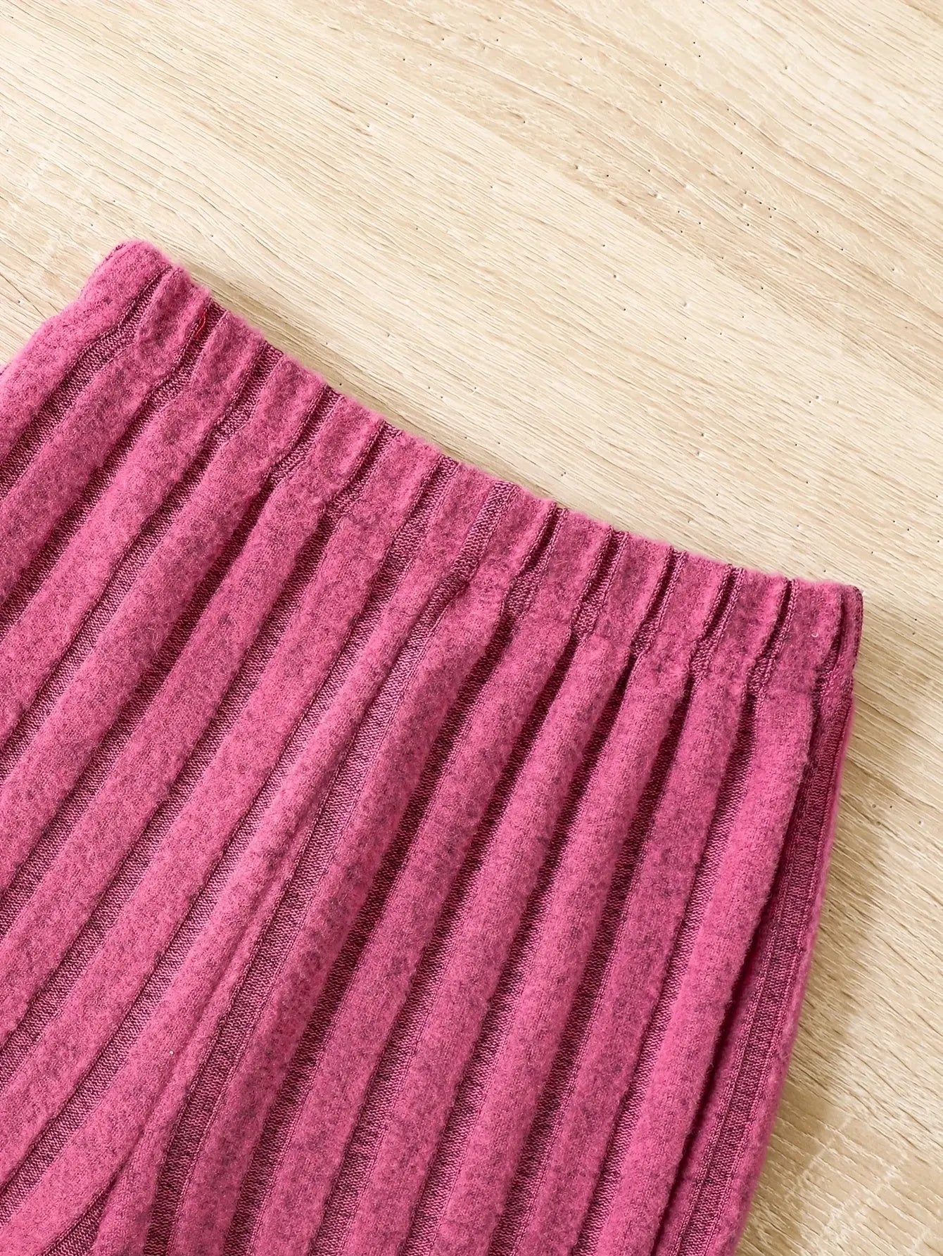 2pcs Toddler Girls Ribbed Outfits Crew Neck Long Sleeve Pullover Top + Flare Pants Set Spring Fall Sports Gift, Outdoor Clothing SS69