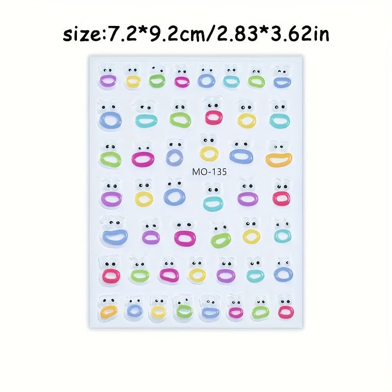 1/2/4 Set 5D Embossed Cartoon Nail Art Stickers-Colorful Sausage Mouth And Big Lips Design, Self-Adhesive Resin Stickers, Easy DIY Nail SS69 5.69 Cute