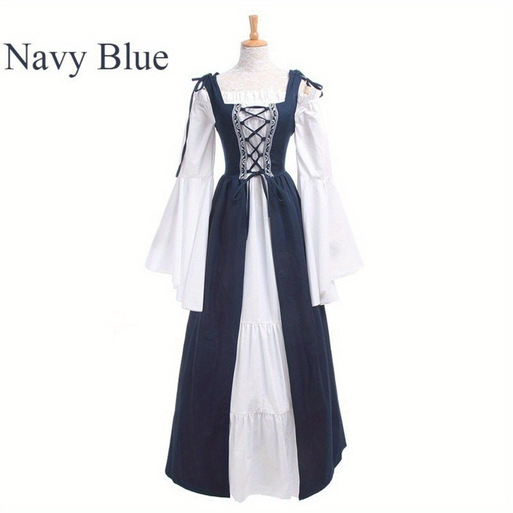 SS69 Women's Medieval Two-Piece Costume with Corset Bodice and Flowing Skirt