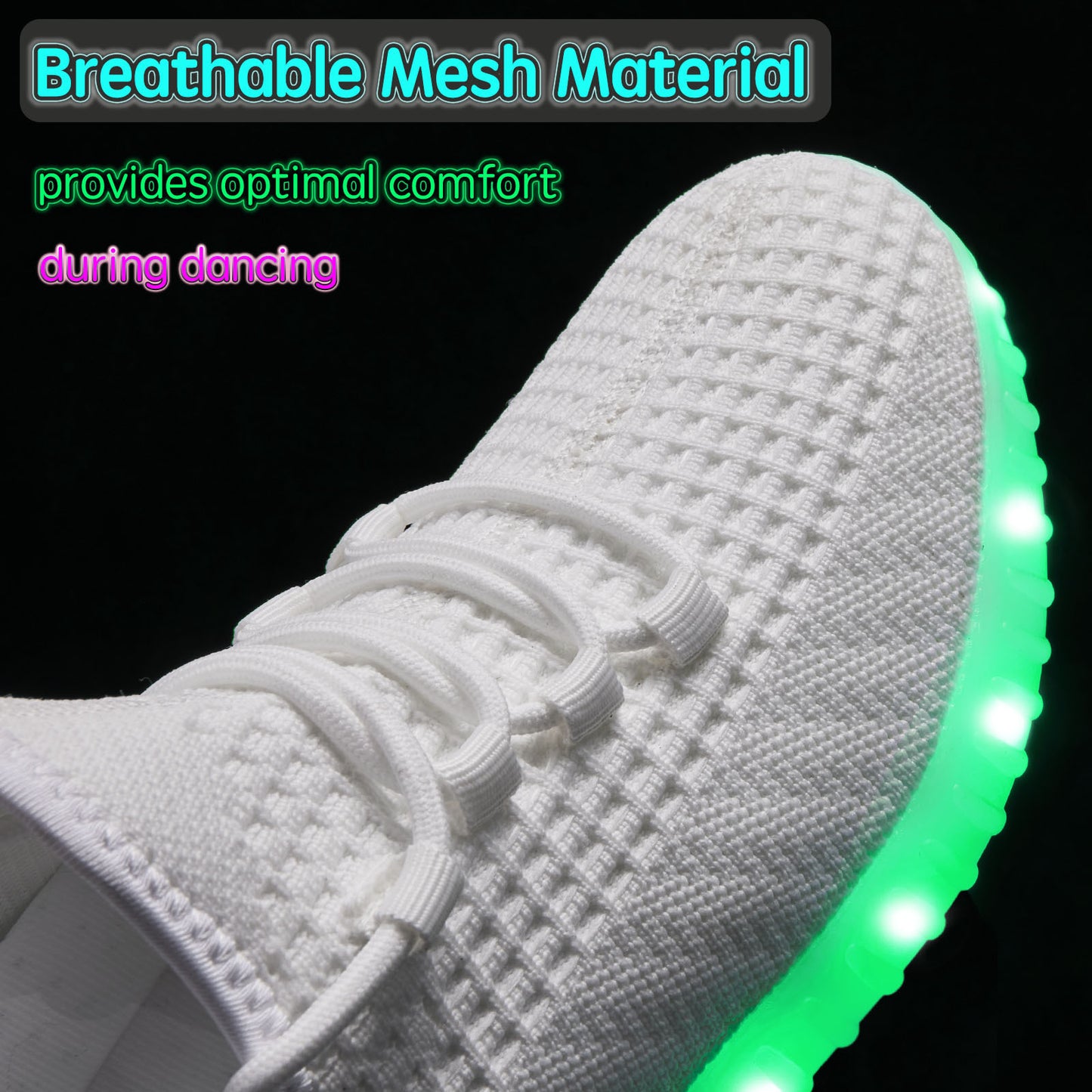 ALCUBIEREE Women'S Neon Glow-in-the-Dark Sneakers with USB Rechargeable Battery & LED Lights - Low-Top Breathable Sneakers with Lace-Up Closure, Festival Footwear, Trendy Footwear, Comfortable Fit, Lightweight Footwear, Fashi