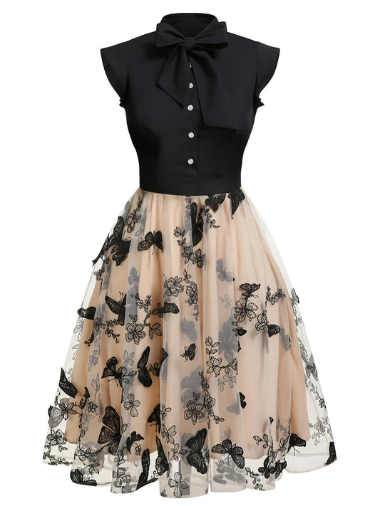 Black 1950s Butterfly Patchwork Classic Clothing SS69