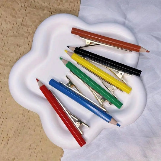 6pcs/set Colorful Pencil Shaped Hair Clips Hair Side Clips Trendy Hair Barrettes For Women And daily uses Daily Wear SS69