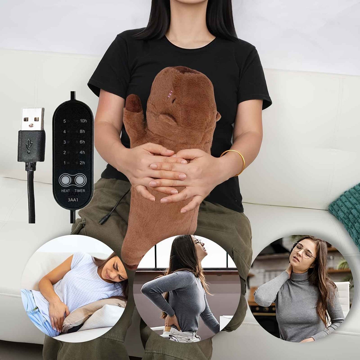USB Electric Heating Pad, 5V 2A Soft and Comfortable Capybara Plush Heating Pillow, Animal-Shaped Electric Heating Blanket Mat, Suitable for Women and Wife Christmas Valentine'S Day Gift