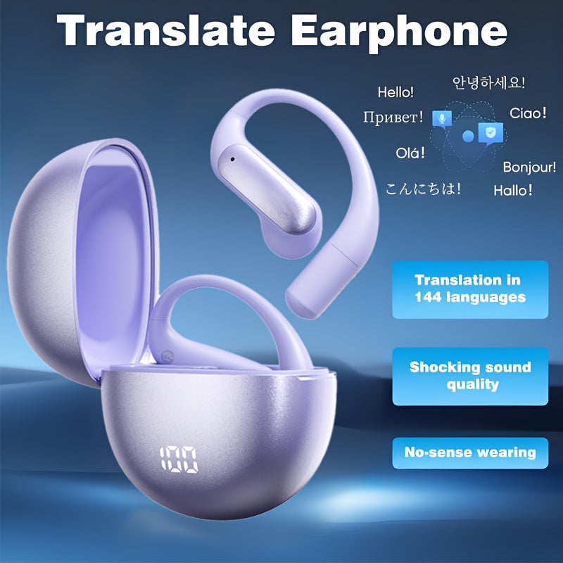 Real-Time Languages Smart AI Translation Earbuds - Translate In Real-Time, Providing Precise Simultaneous Interpretation to Eliminate Language Obstacles for Seamless Business Trips, Social Interactions, Education, Work, And C SS69 5.69 Purple