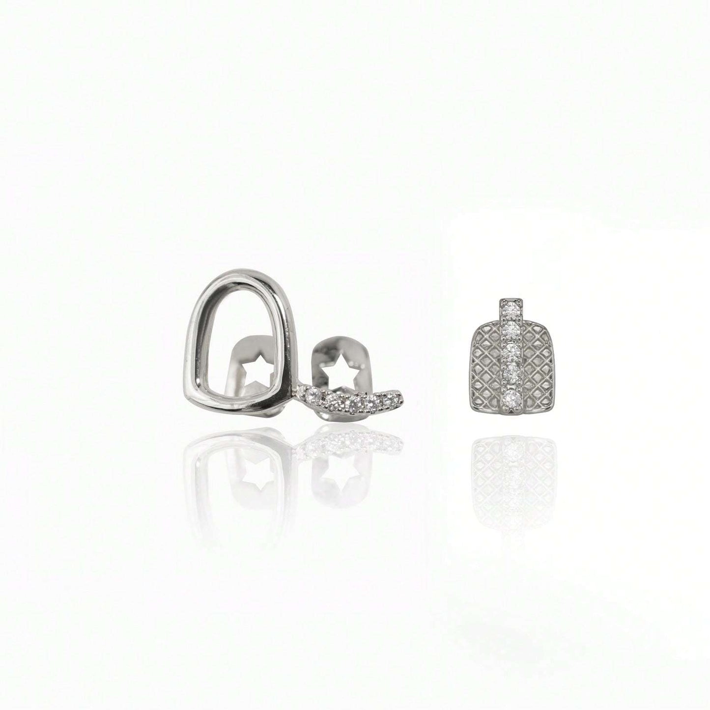 RAPIKING 2pcs Stylish Hip Hop Grillz - Punk Style, Cubic Zirconia Inlaid, Unisex Teeth Caps for Streetwear Fashion, Ideal Christmas & Carnival Gifts - SS69