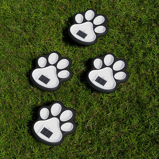 Shenzhi Tech Solar LED Dog Paw Print Lights For Halloween Decor & Pet Lovers, 4-Pack Outdoor Solar Lights With Auto On/Off, Warm White LED For Garden, Pathway, Room Decor & Fall Home Decor Gift SS69