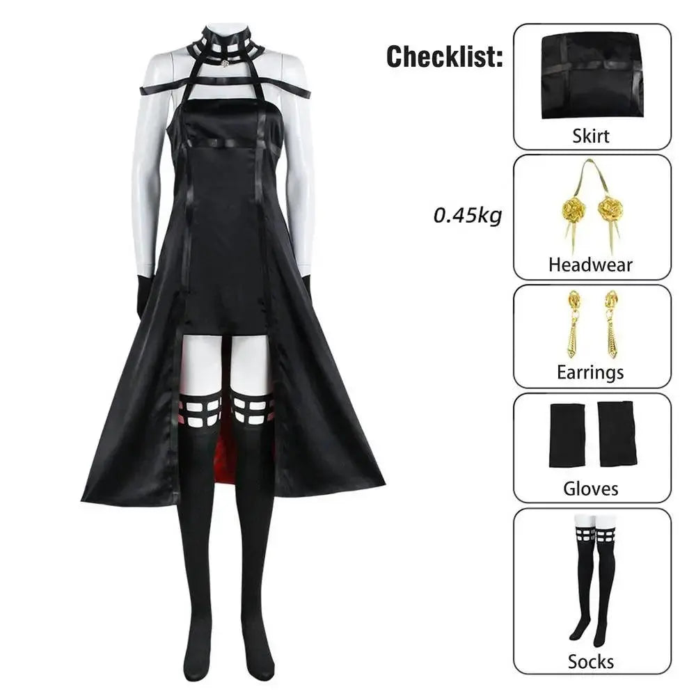 Anime Yor Forger Family Cosplay Costumes Black Dress Hair Accessories White Socks Gloves Earrings Halloween Props for Women Girl SS69