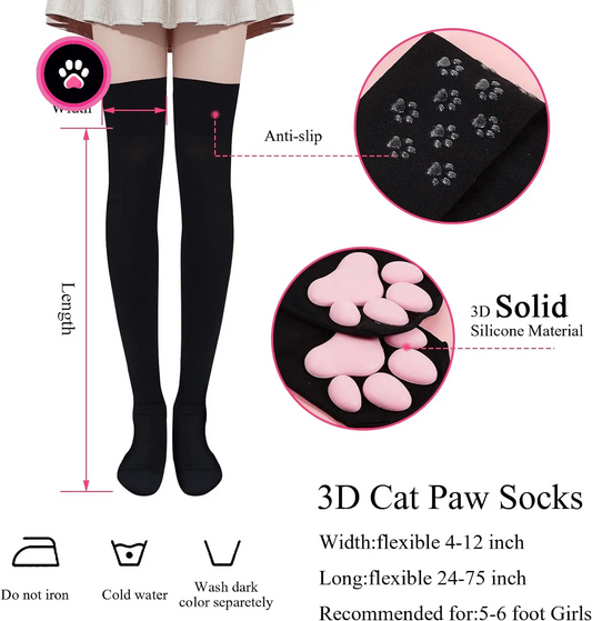 Cat Paw Pad Socks Thigh High Pink Cute 3D Cosplay - SS69