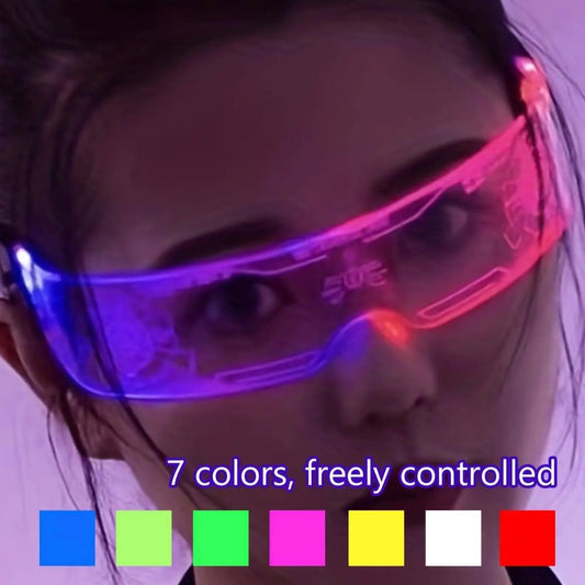 Cyberpunk LED Geometric Glasses with Button Battery Power, Sports Style Photochromatic Lens, Plastic Frame, Hiking Suitable, Fantasy Themed Holiday Decoration Eyewear with Battery Included - SS69