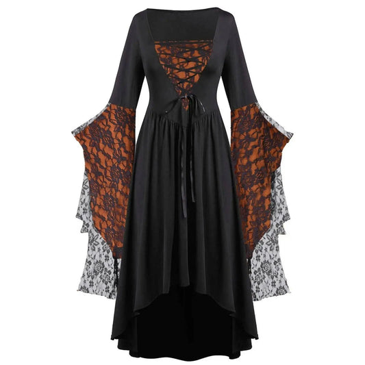 Dress Trumpet Sleeve Long Plus Size | Vintage Witch Vampire Dress - SS69