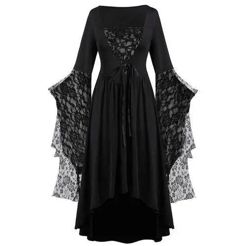 Dress Trumpet Sleeve Long Plus Size | Vintage Witch Vampire Dress - SS69