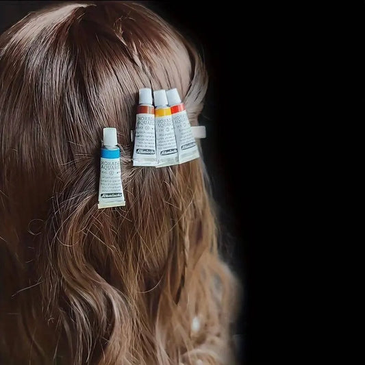 Elegant Alloy Oblong Hair Clip - Hollow Watercolor Paint Tube Design Hair Barrette, Minimalist Hair Styling Accessory for Christmas, Single Piece - Suitable for Ages 14+, Festive Hairpin for Holidays SS69