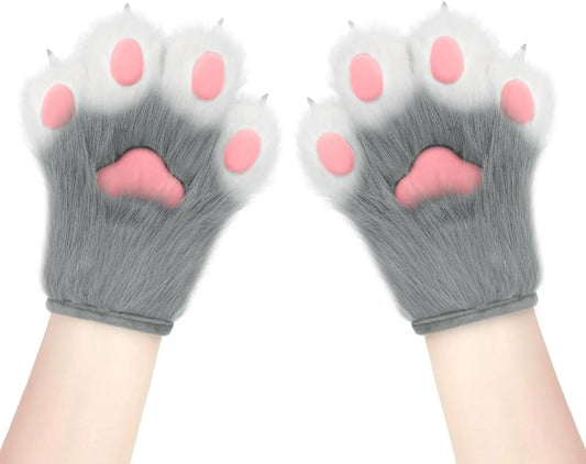 Faux Fur Fox Paw Gloves - Fluffy - SS69