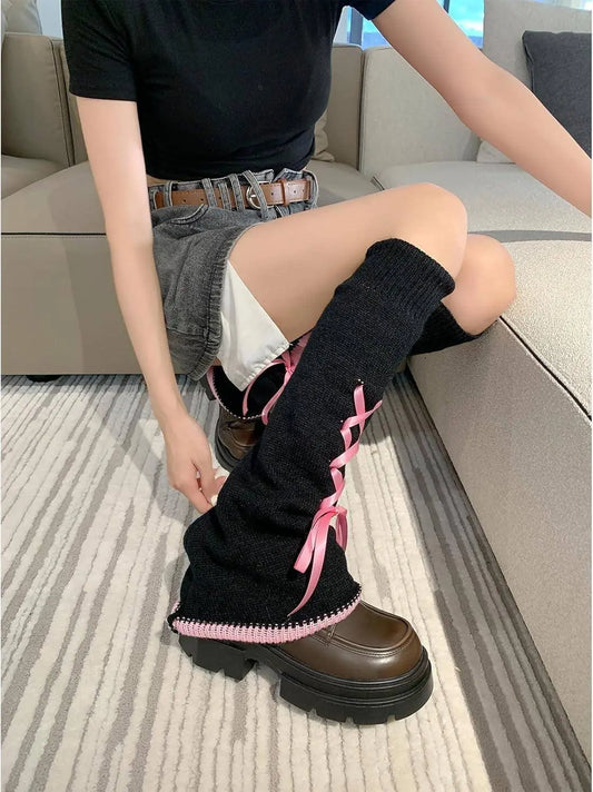 Goth Leg Warmers, Gothic Women's Leg Warmers, Kawaii Legwarmer Winter Boots Stocking Girl Preppy Style Leg Warmers Women Knee High Socks - SS69