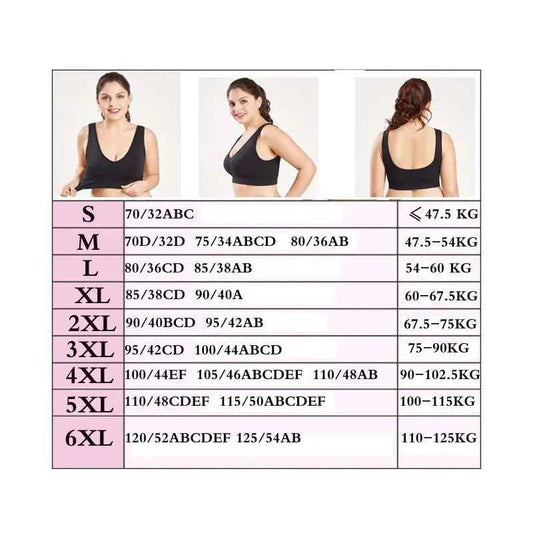 Queenral Plus Size Bras For Women Seamless Bra With Pads Big Size 5XL 6XL Bralette Push Up Brassiere Bra Vest Wireless BH