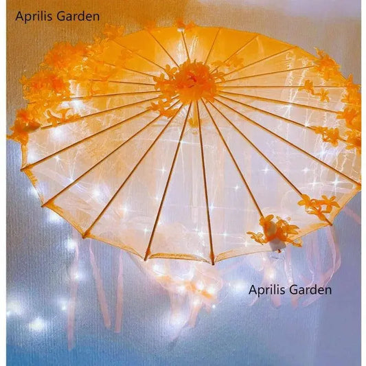 LED Yarn Silk Cloth Lace Decorative Umbrella Beach Parasol Princess Chinese Japan Umbrella Drama Craft Umbrella Cosplay SS69