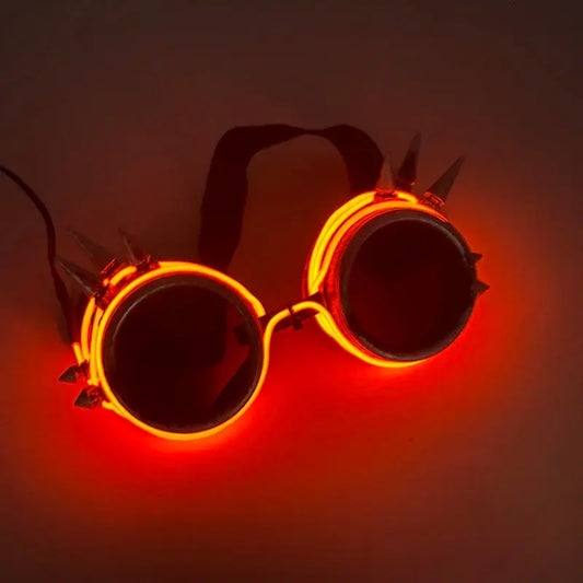 Light Up Led Steampunk Glasses Neon Music Concert Fluorescent Party Christmas Gifts Glowing Wire Gothic Round Frame Glasses SS69