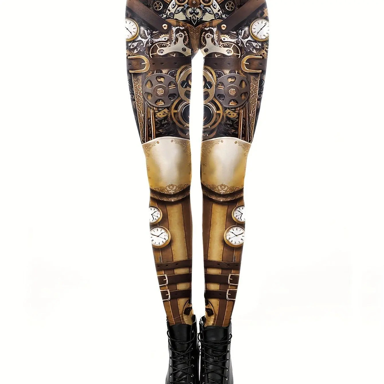 Machine Graphic Print Leggings, High Waist Casual Every Day Sports Pants, Women's Clothing SS69