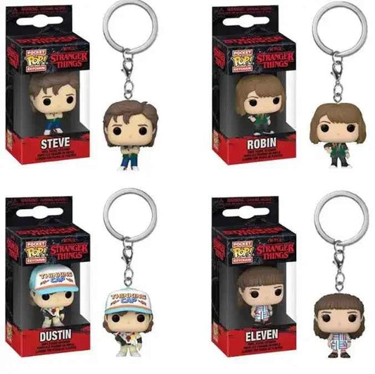 Funko Pop Pocket Pop Keychain Stranger Things Eleven Robin Barb Steve Dustin Key Ring Chain Model Toy Adults Children Gift Toys