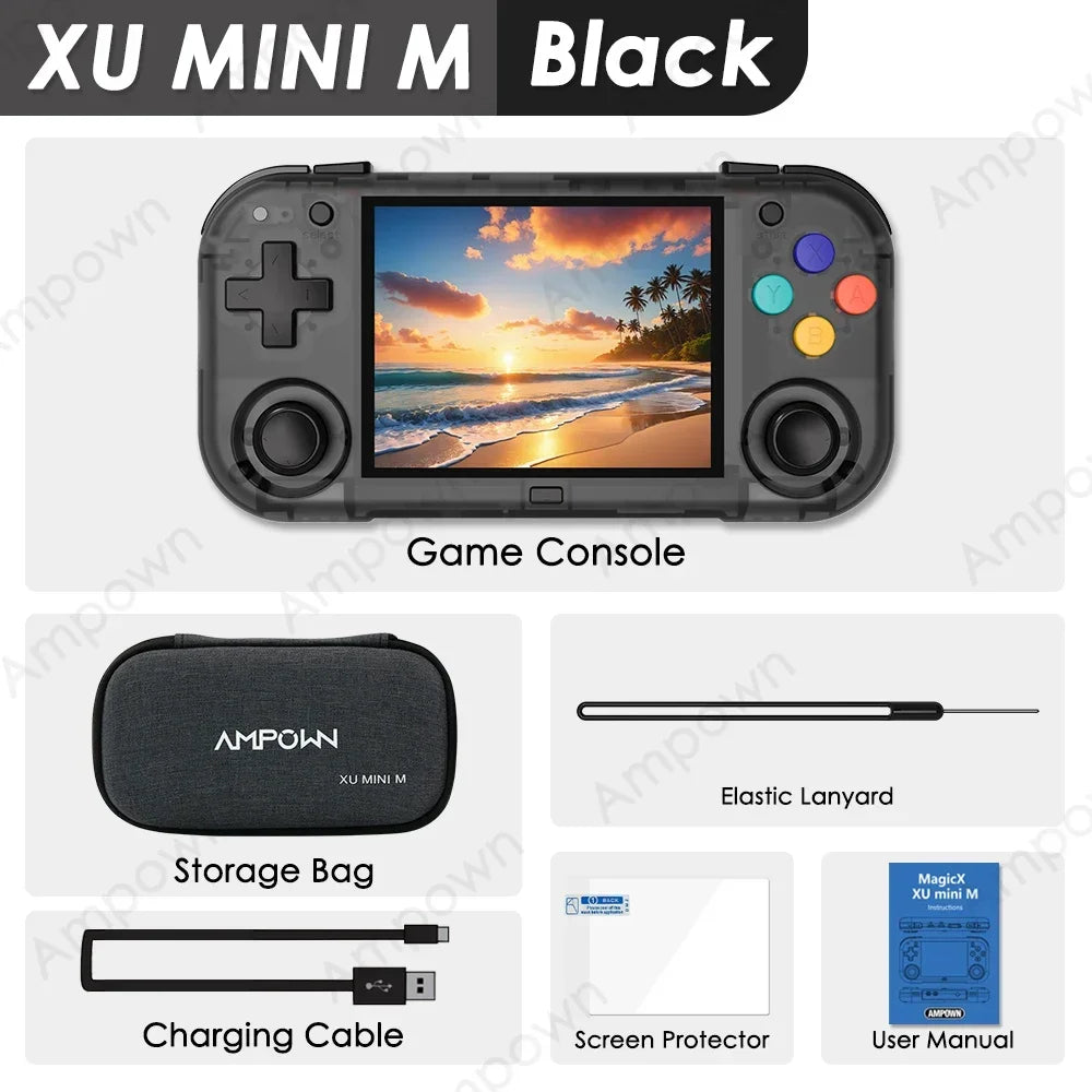 Ampown XU MINI M Handheld Game Console 2.8'' Screen Linux OS MINIM Retro Simulator Video Player Portable Console Children Gifts SS69 68.69 Crystal Black / 64G(10K Games)