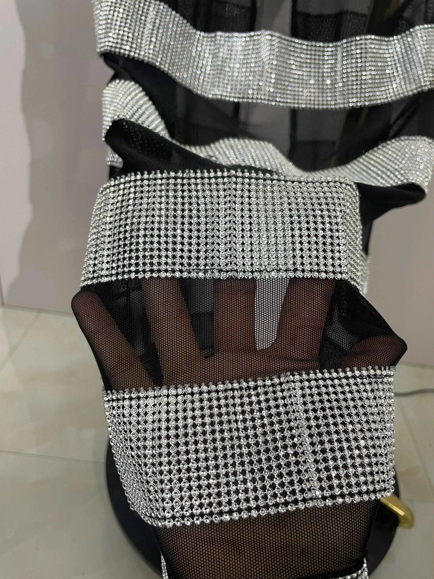 Elegangt Shiny Sexy Mesh Strapless Bodycon Long Bandage Dresses Women Club Birthday Evening Party Slim Celebrity Guest Dresses