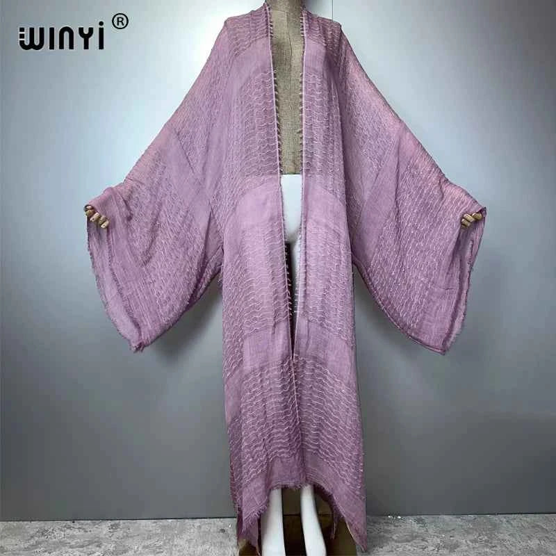 WINYI high quality comfortable Women Soft Cardigan Loose Dress Party Boho Maxi beach Holiday Swimming Cover ups Africa Kimono