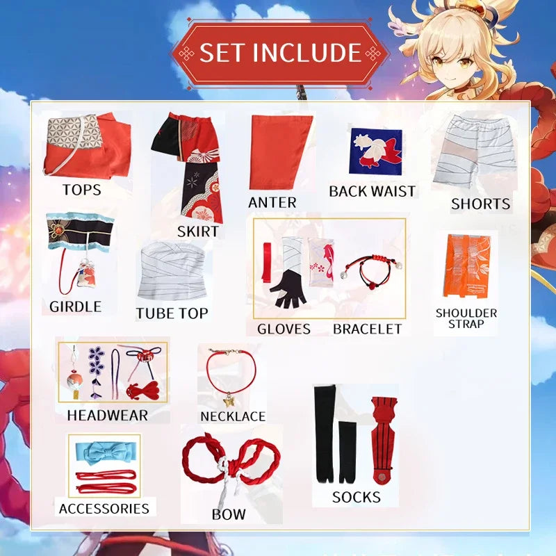 Genshin Impact Yoimiya Cosplay Costume Adult Carnival Uniform Wig Anime Halloween Party Costumes Masquerade Women Game SS69 108.69 Costume / XXL / Genshin Impact