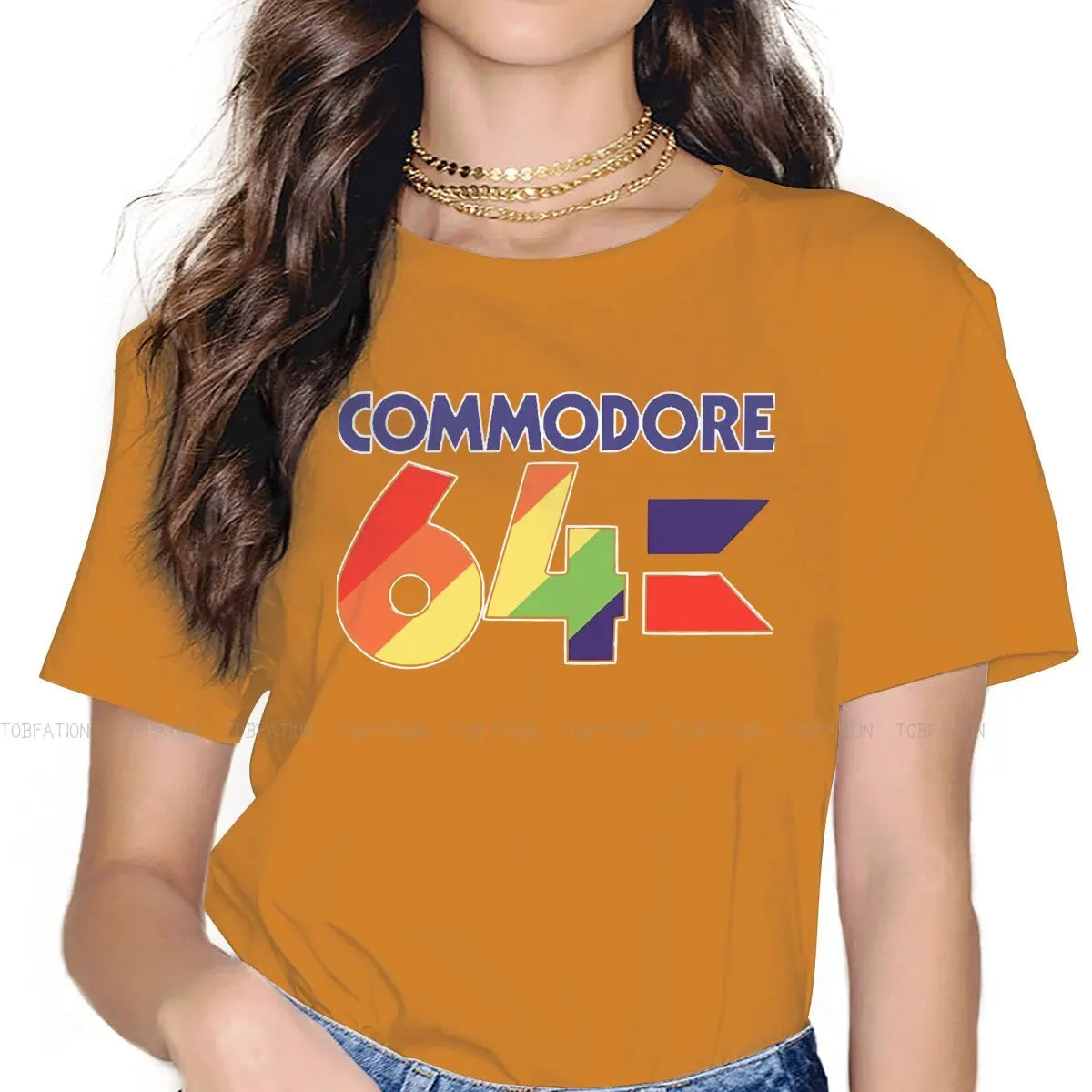 Colorful O Neck TShirt Commodore 64 Computer Fabric Original T Shirt Woman's Tops 5XL Fluffy SS69 23.69 Dark Yellow / L