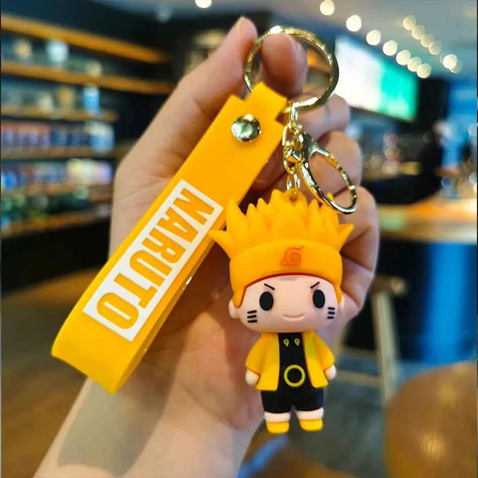 Anime Naruto Keychain Fashion Jewelry Cartoon Figure 7CM PVC Keyring Uzumaki Kakashi Action Figures for Men Women Bag Pendant