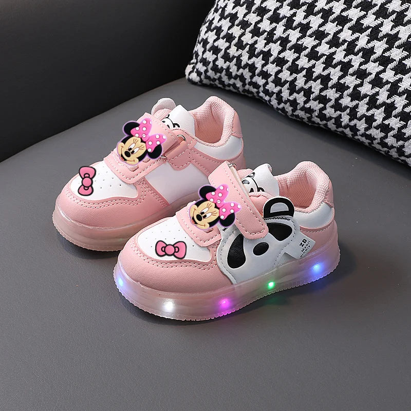 casual shoes Disney spring fall LED Toddler shoes children cartoon casual shoe Minnie soft-soled girls light up sneakers baby