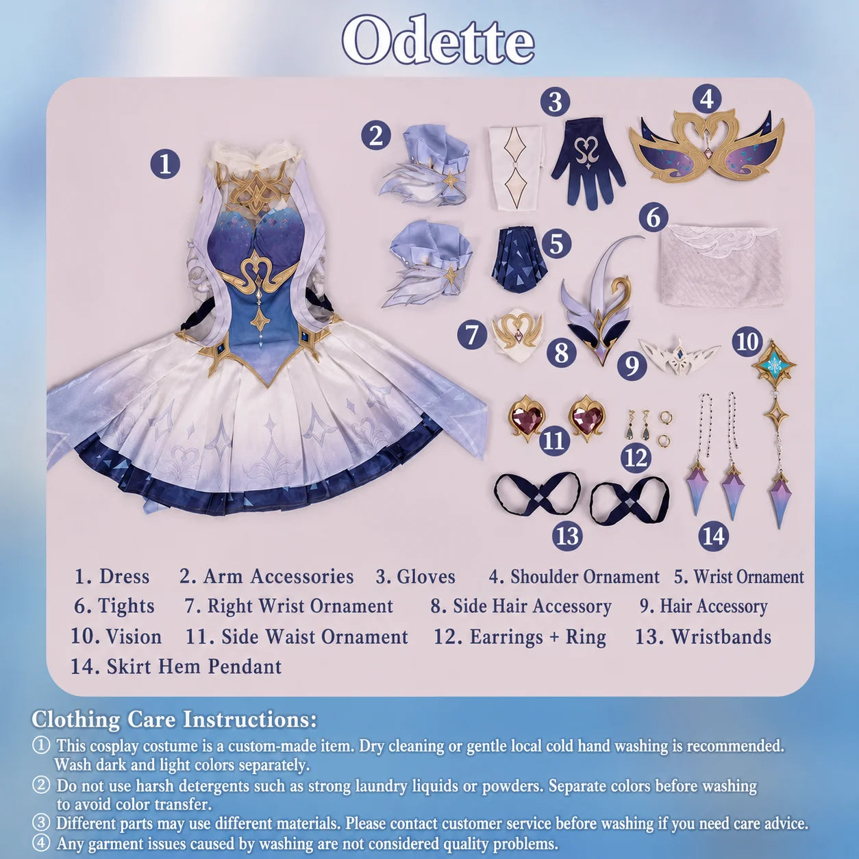Genshin Impact Odette Cosplay Costume Women Fantasy Ballerina Dress Anime Game Role Play Convention Halloween Party Outfit Set