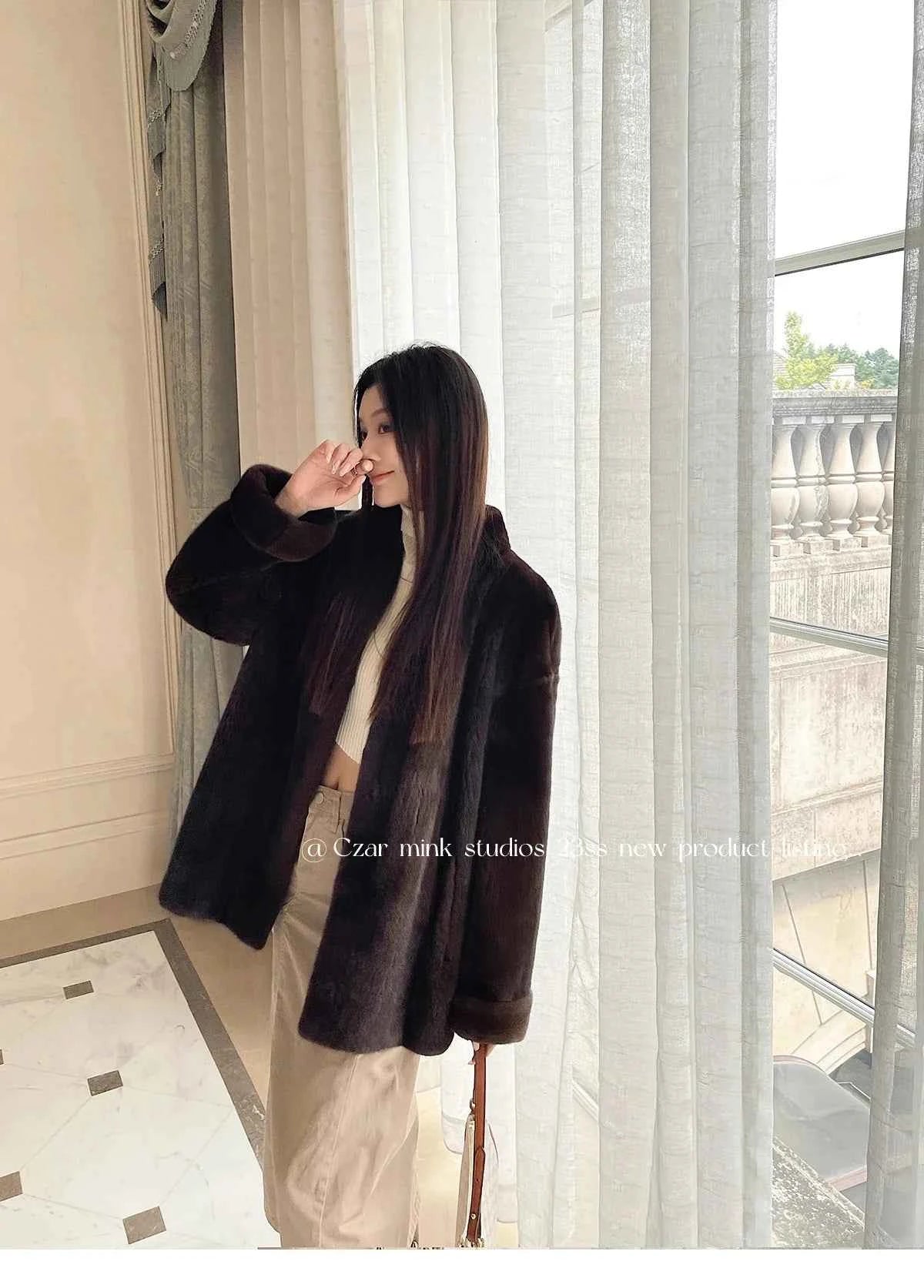 Winter Womens Real Mink Fur Coat High Quality V-neck Fur Jackets for Women New in Outerwears Luxury Clothes 2024 шуба женская