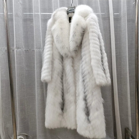 Furyoume Hot 2024 Women Winter Coat Real Fox Fur Coat X-long Luxury Clothes Natural Fluffy Fur Jacket Ladies Fashion Streetwear SS69