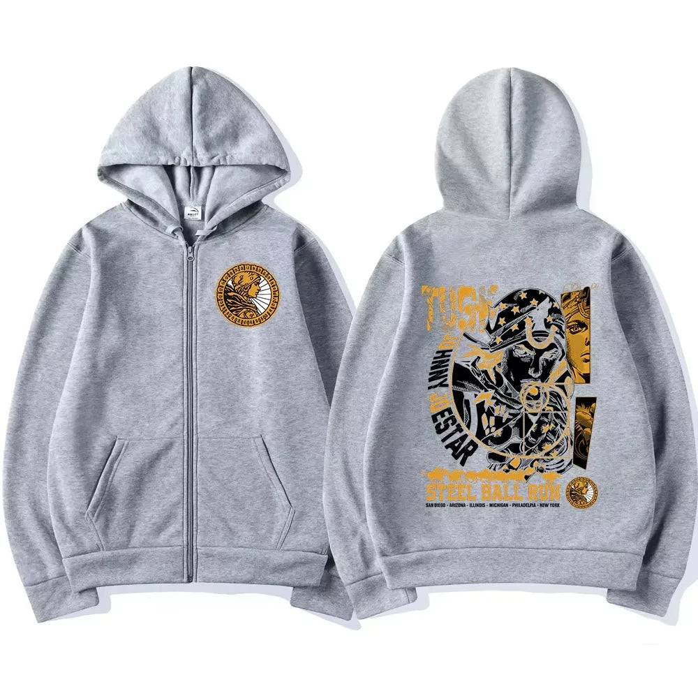 JoJo's Bizarre Adventure Johnny Joestar Cotton Zip Up Hoodie Sweatshirt