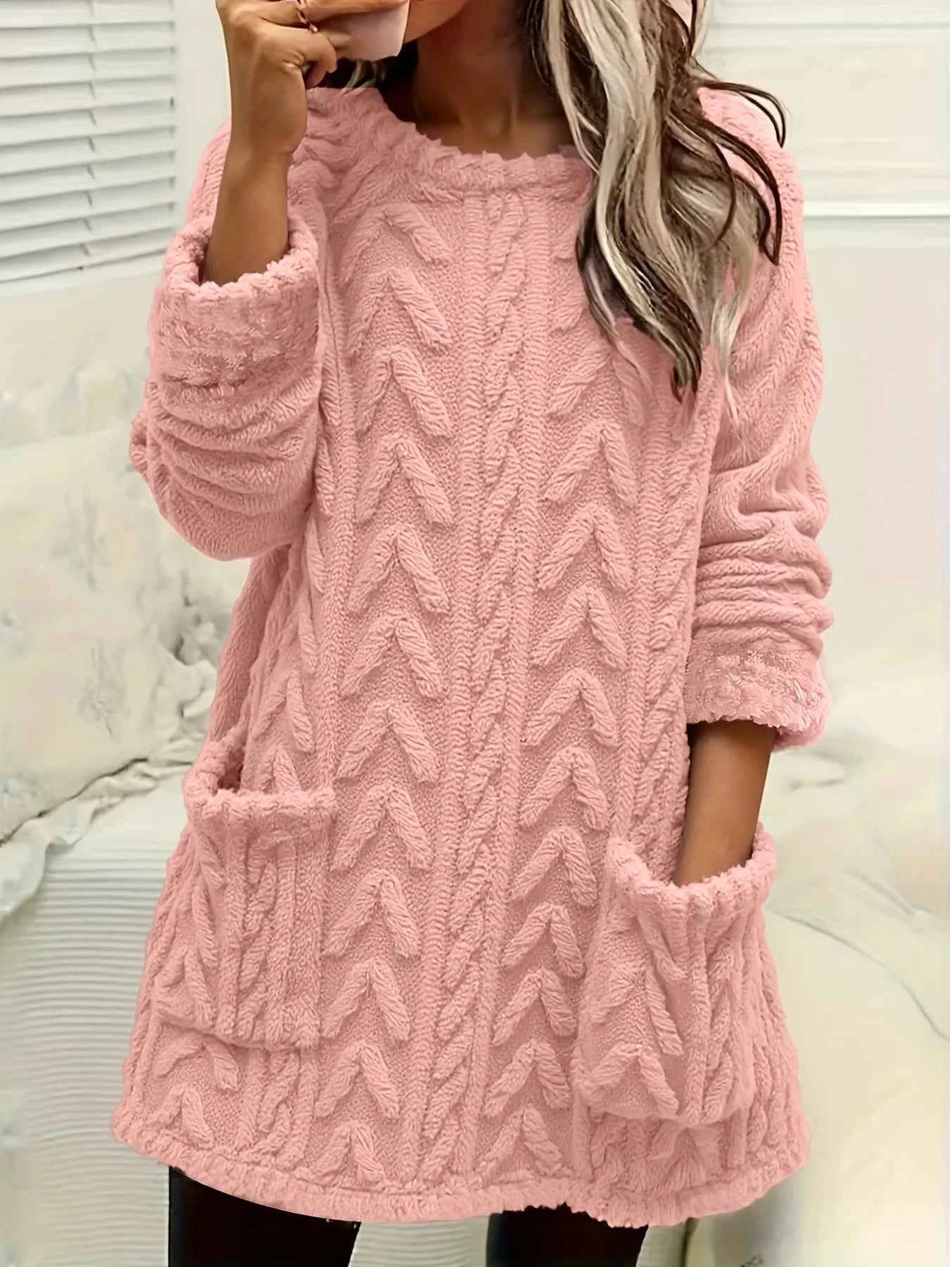 Plus-size European and American cross-border autumn and winter new casual print pocket plush sweatshirt