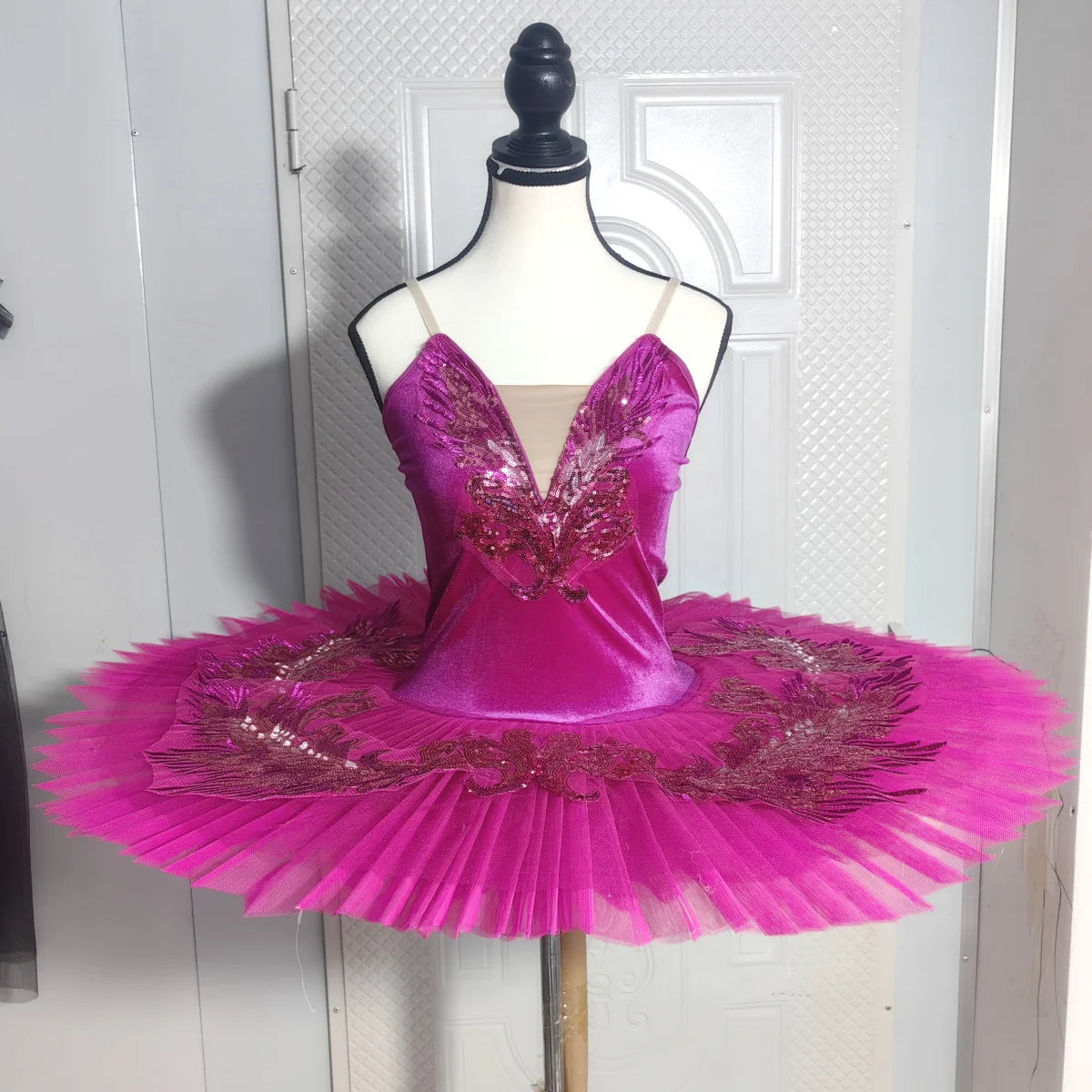 Yackalasi Professional White Swan Lake Pancake Ballet Tutu with Sequins